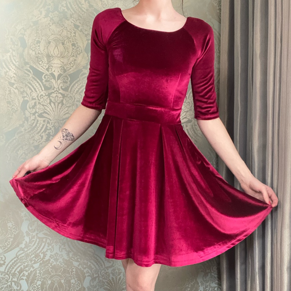 Raspberry velvet dress